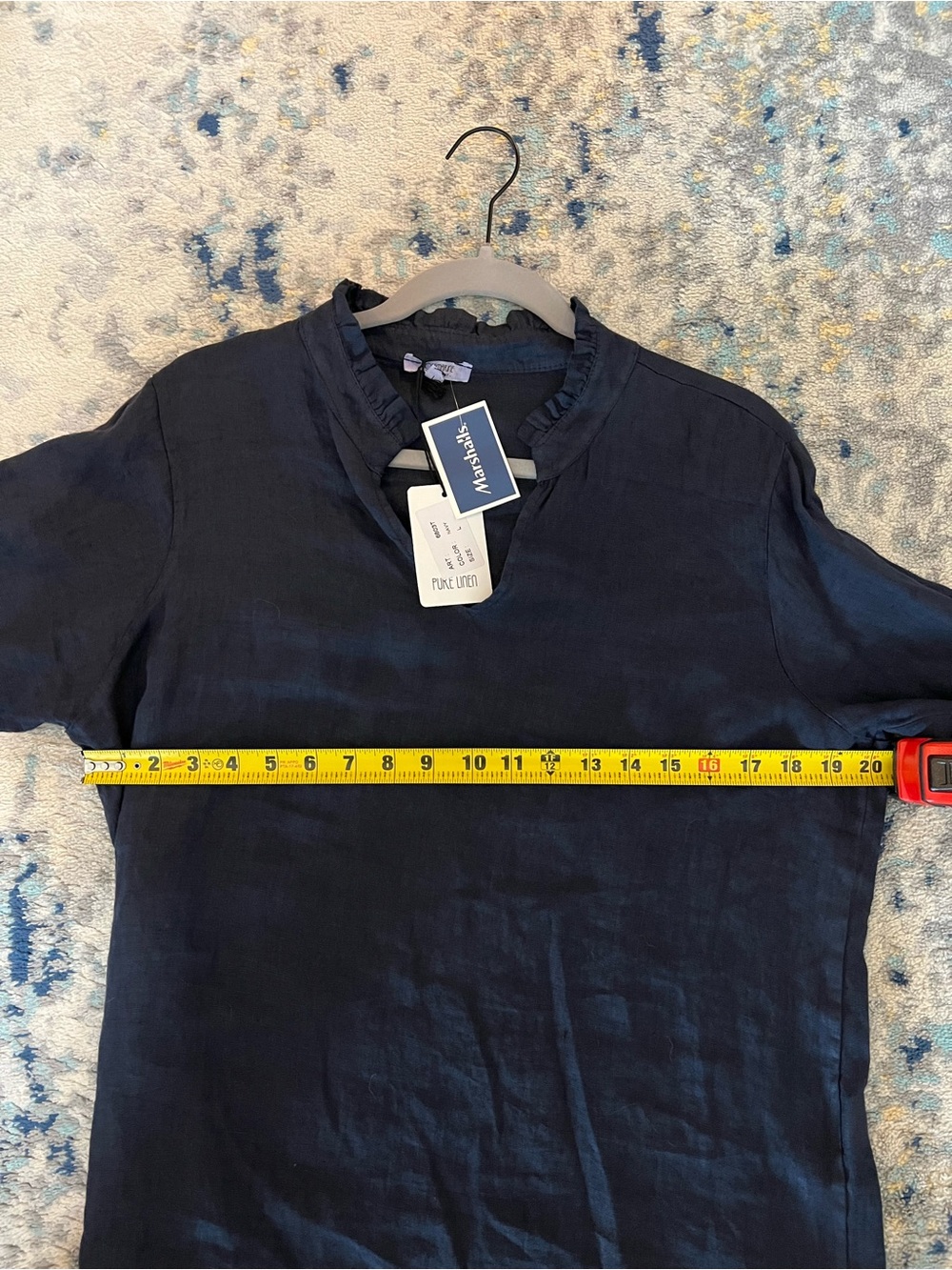 Marshalls Navy Blue Lightweight Linen Tunic Top - Picture 8 of 10